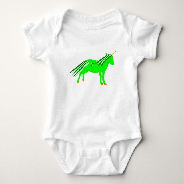 Söt irländsk grön och gul enhörning t shirt (Framsida)
