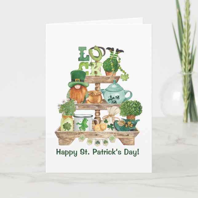 Söt irländsk prydnadsställning Glad St. Patricks d Helgkort (Framsida)