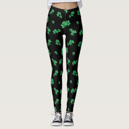 Söt irländsk shamrock-mönster på svart leggings
