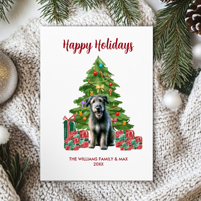 Söt irländsk Wolfhound Hund Familj Jul Julkort (Skapare uppladdad)
