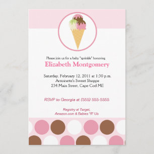Söt is Cream Beat Baby Shower Sprinkle 5x7 Inbjudningar