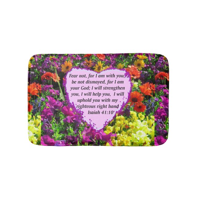 SÖT ISAIAH 41:10 BLOMMIGT DESIGN BADRUMSMATTA (Framsidan)