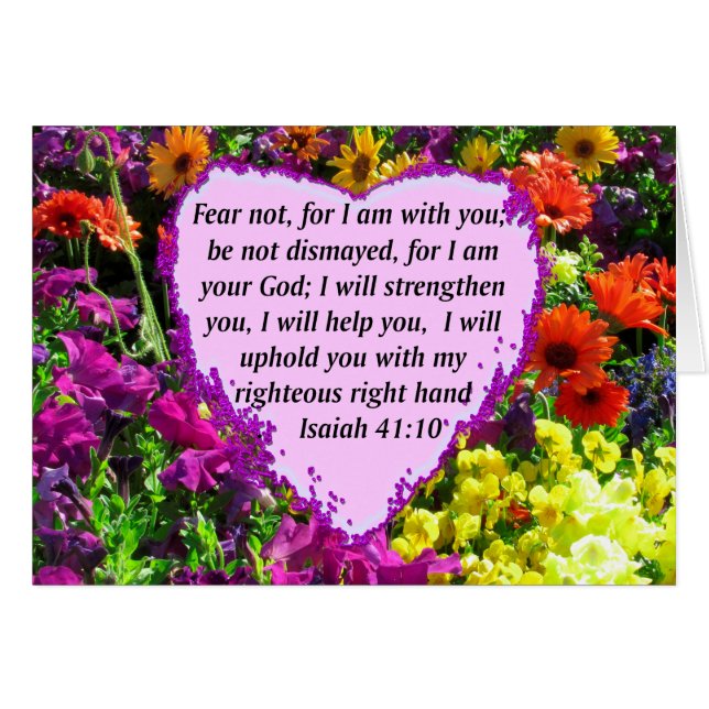 SÖT ISAIAH 41:10 BLOMMIGT DESIGN HÄLSNINGSKORT (Framsidan Horizontal)