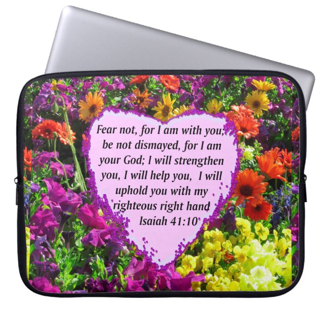 SÖT ISAIAH 41:10 BLOMMIGT DESIGN LAPTOP SLEEVE (Framsidan)