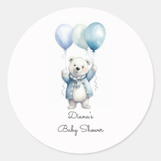 Söt Isbjörn Baby Shower-klistermärken Runt Klistermärke