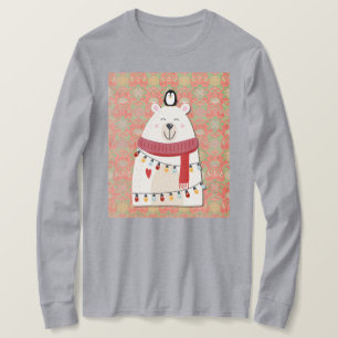 Söt isbjörn och pingvin jul firande t shirt