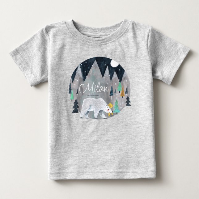 Söt Isbjörn Vinter  T Shirt (Framsida)