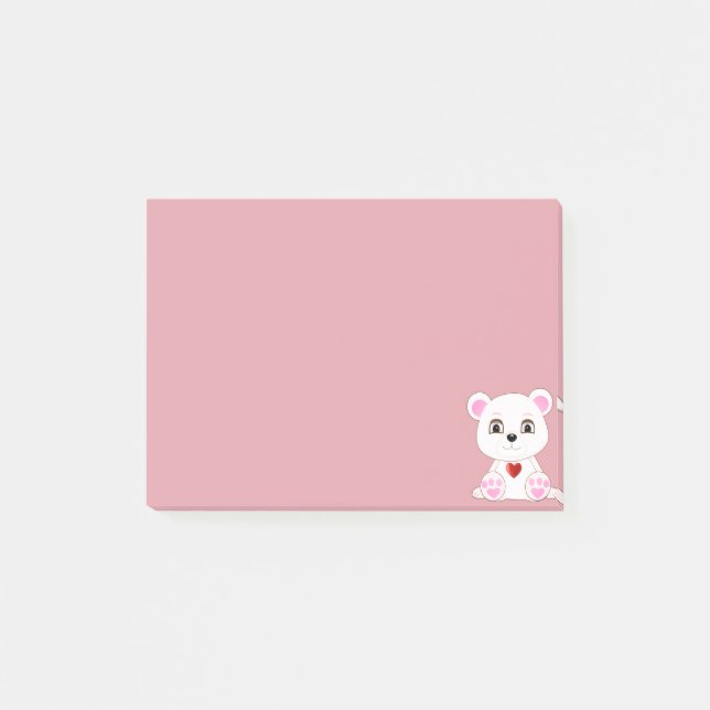 Söt isbjörnsskämtbild på roséguld post-it block (Framsida)