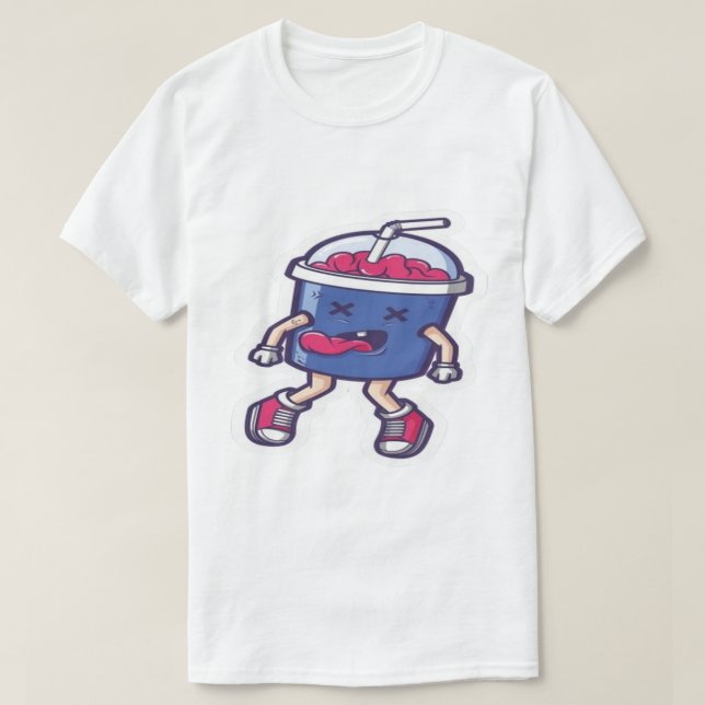 Söt Isdrink Kort Tegnad Grafik Vit T-Shirt (Design framsida)