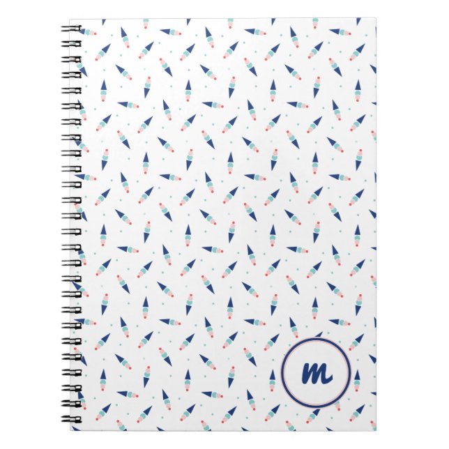 Söt Isglassmönster Personlig Monogram Anteckningsbok (Framsidan)