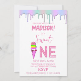 Söt iskräm, regnbåge färg, inbjudan