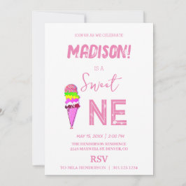 Söt iskräm, regnbåge färg, inbjudningar