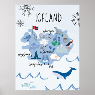 Söt Island reskarta Poster