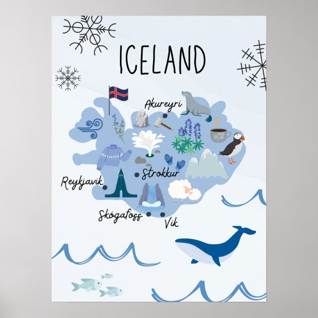 Söt Island reskarta Poster (Framsidan)