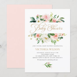 Söt Ivory Peony Blommigt Ram Baby Shower Inbjudningar