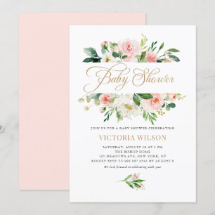 Söt Ivory Peony Blommigt Ram Baby Shower Inbjudningar