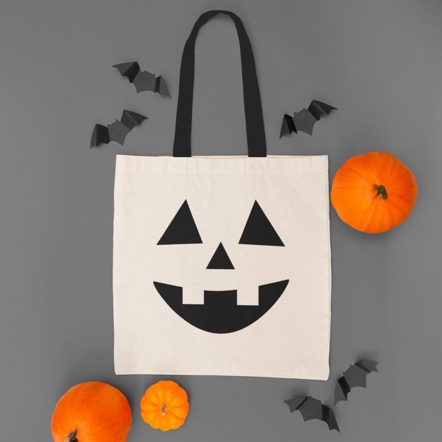 Söt Jack O Lantern Pumpa Ansikte Halloween Tygkasse (Skapare uppladdad)