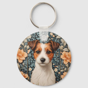 Söt Jack Russell Terrier William Morris Inspirerad Nyckelring