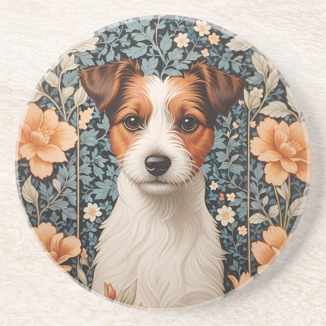Söt Jack Russell Terrier William Morris Inspirerad Underlägg (Framsidan)
