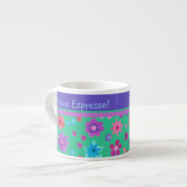 Söt Jade Grönt Anpassningsbar Flower Power Espress Espressomugg