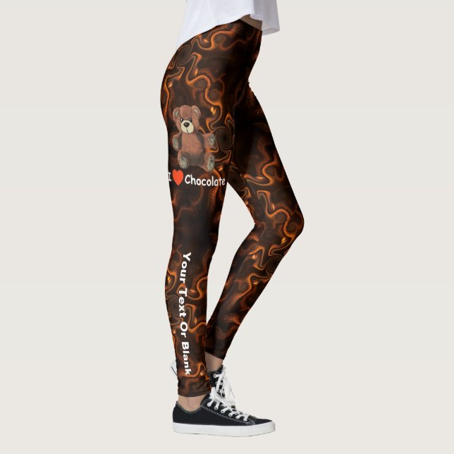 Söt jag älskar (älskar) choklad teddybjörn leggings (Höger)