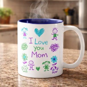 Söt Jag älskar dig Mamma Teckning Kaffe Mugg