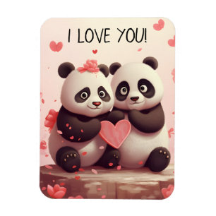Söt jag älskar dig Panda Alla hjärtans dag Magnet