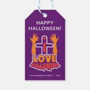 Söt Jag älskar Halloween-festpresenttagg Presentetikett