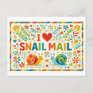 Söt "Jag älskar Snail Mail" vykort