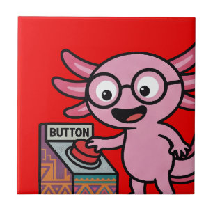 Söt jag Axolotl Frågor aztec Oh Nej röd knapp Kakelplatta