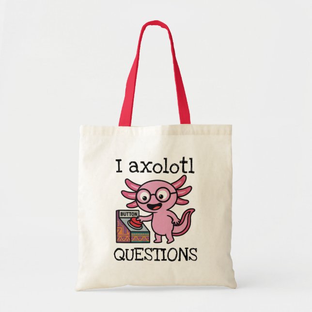 Söt jag Axolotl Frågor aztec Oh Nej röd knapp Tygkasse (Framsidan)