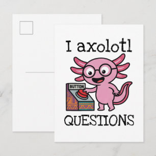 Söt jag Axolotl Frågor aztec Oh Nej röd knapp Vykort