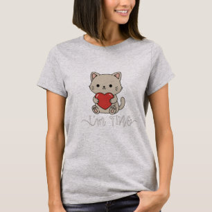 Söt "Jag Mår Bra" Katt med Hjärtat T-Shirt
