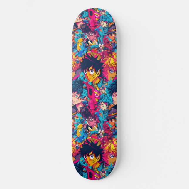 Söt japansk anime-manga-mönster skateboard (Framsida)