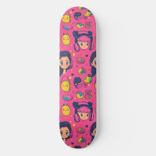 Söt japansk anime-mönster skateboard (Framsida)