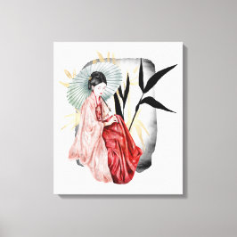 söt japansk Geisha-flicka Canvastryck
