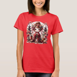 Söt japansk geisha-scen t shirt