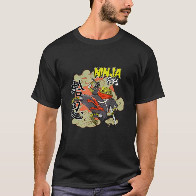 Söt japansk groda i ninja costume med ninja s t shirt (Framsida)