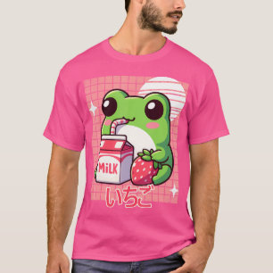 Söt japansk Kawaii Anime Groda Jordgubb Milch Sh T Shirt