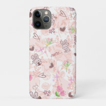 Söt japansk Kawaii-kanin och rosa rutigt rutmönste