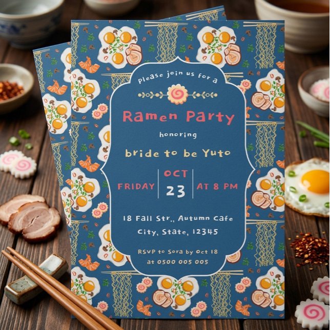 Söt japansk kulinarisk nudelälskare Ramen-fest  Inbjudningar (Skapare uppladdad)