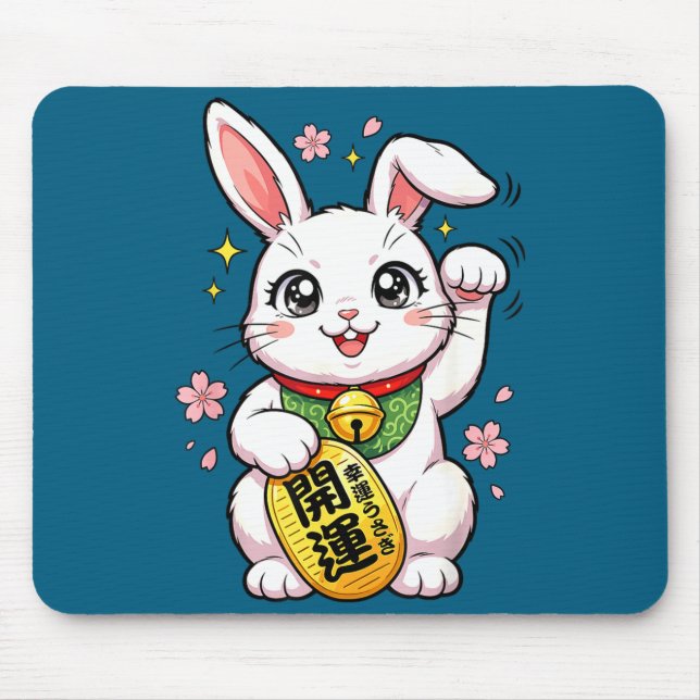 Söt japansk lycklig kanin Maneki Neko Musmatta (Framsidan)