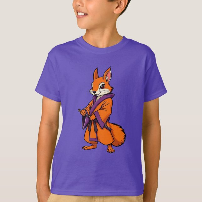 Söt japansk samurajekorre t shirt (Framsida)