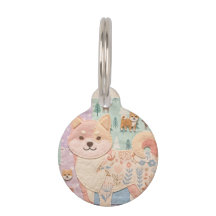 Söt japansk Shiba Inu lapptäcke blommönster