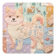 Söt japansk Shiba Inu lapptäcke blommönster