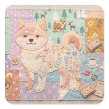 Söt japansk Shiba Inu lapptäcke blommönster