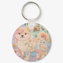 Söt japansk Shiba Inu lapptäcke blommönster