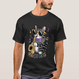 Söt jazzkatt i solglasögon med saxofon, Mardi  T Shirt