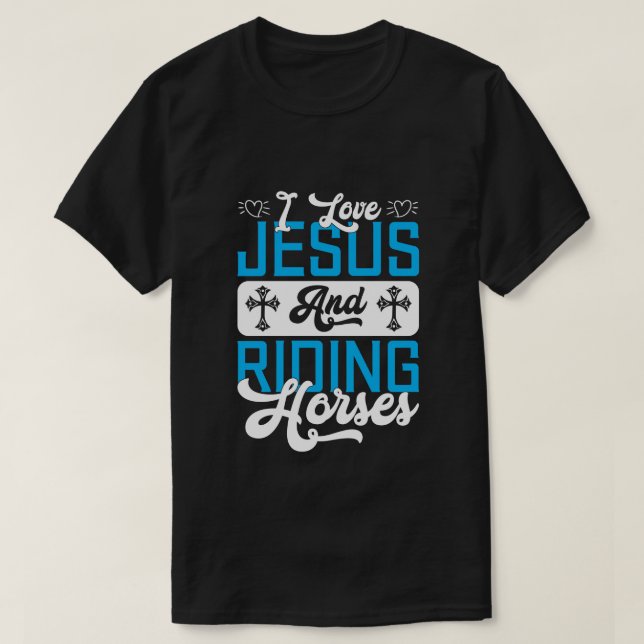 Söt Jesus-hästar ordkonst  T Shirt (Design framsida)