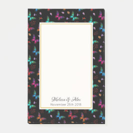 Söt Jewel Tone Butterflies on Black Anpassningsbar Post-it Block